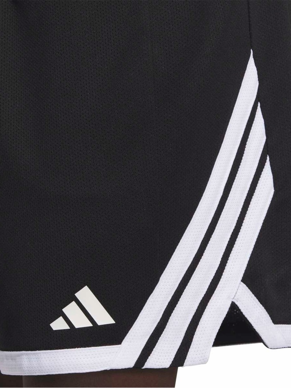 adidas Men’s Black Athletic Shorts with White Three-Stripes Accent small